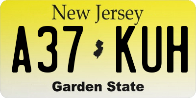 NJ license plate A37KUH