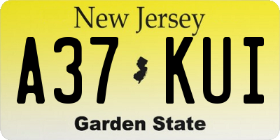NJ license plate A37KUI