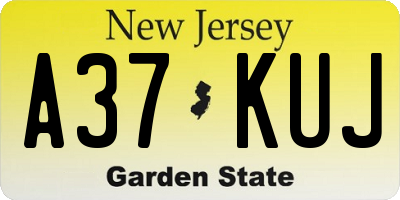 NJ license plate A37KUJ