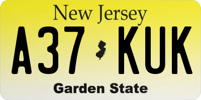 NJ license plate A37KUK