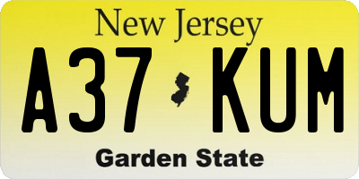 NJ license plate A37KUM