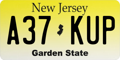 NJ license plate A37KUP