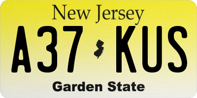 NJ license plate A37KUS