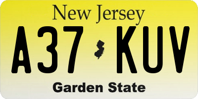 NJ license plate A37KUV