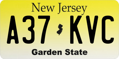 NJ license plate A37KVC