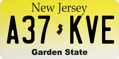 NJ license plate A37KVE