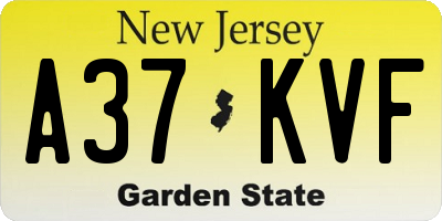 NJ license plate A37KVF