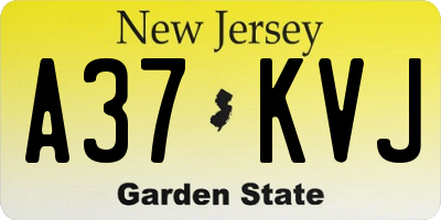 NJ license plate A37KVJ