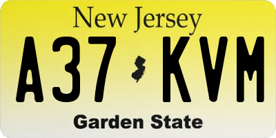 NJ license plate A37KVM
