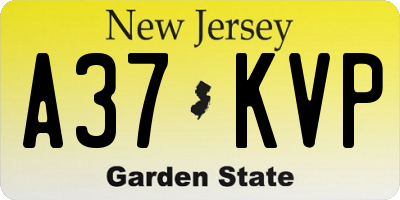 NJ license plate A37KVP