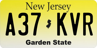 NJ license plate A37KVR