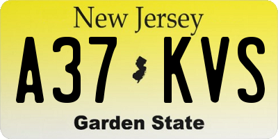NJ license plate A37KVS
