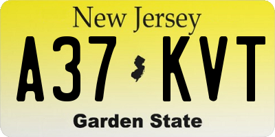 NJ license plate A37KVT