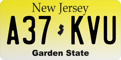 NJ license plate A37KVU