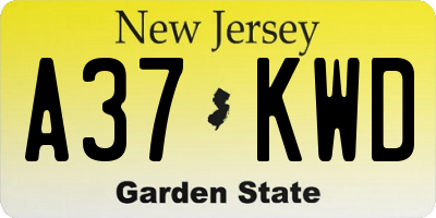 NJ license plate A37KWD
