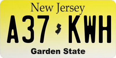 NJ license plate A37KWH