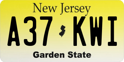 NJ license plate A37KWI
