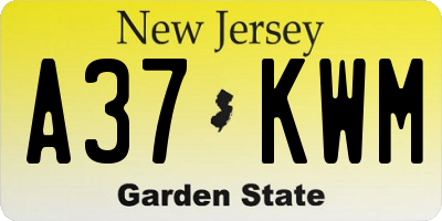 NJ license plate A37KWM