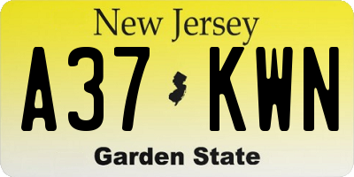 NJ license plate A37KWN