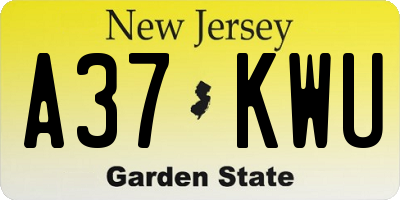 NJ license plate A37KWU