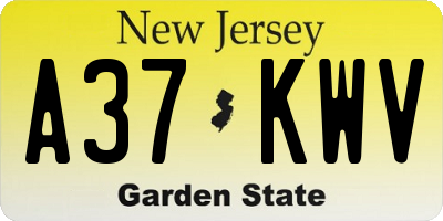 NJ license plate A37KWV