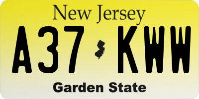 NJ license plate A37KWW