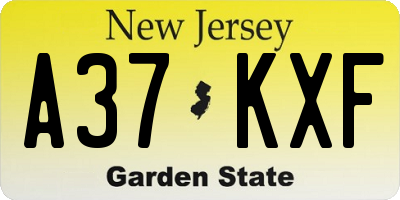 NJ license plate A37KXF