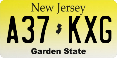 NJ license plate A37KXG