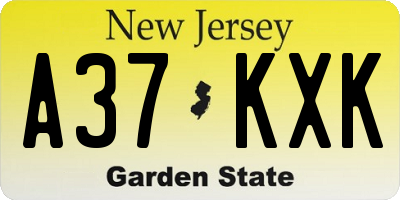 NJ license plate A37KXK