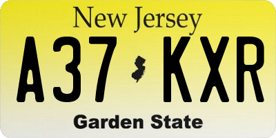 NJ license plate A37KXR