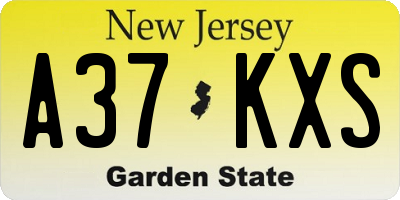 NJ license plate A37KXS
