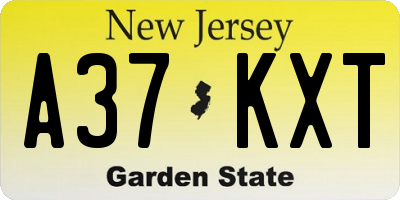 NJ license plate A37KXT