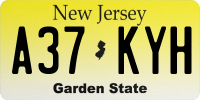 NJ license plate A37KYH