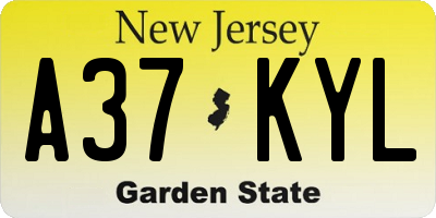 NJ license plate A37KYL