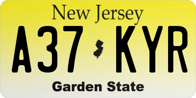 NJ license plate A37KYR