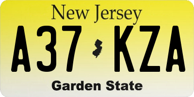 NJ license plate A37KZA