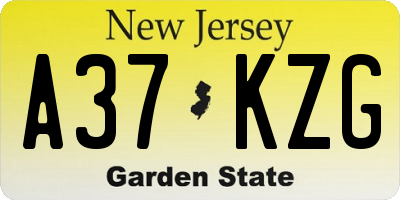 NJ license plate A37KZG