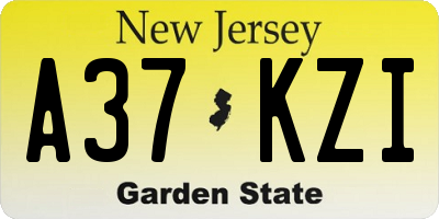 NJ license plate A37KZI
