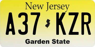 NJ license plate A37KZR