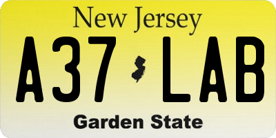 NJ license plate A37LAB