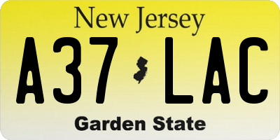 NJ license plate A37LAC
