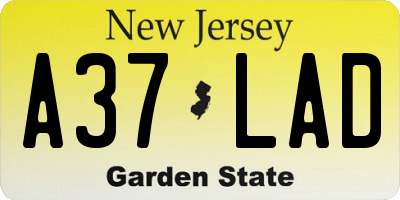 NJ license plate A37LAD