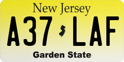 NJ license plate A37LAF