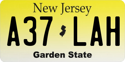 NJ license plate A37LAH