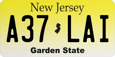 NJ license plate A37LAI