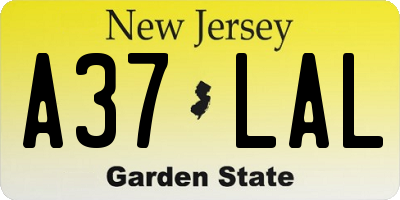 NJ license plate A37LAL