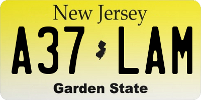 NJ license plate A37LAM