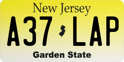NJ license plate A37LAP