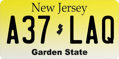 NJ license plate A37LAQ