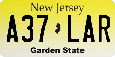 NJ license plate A37LAR
